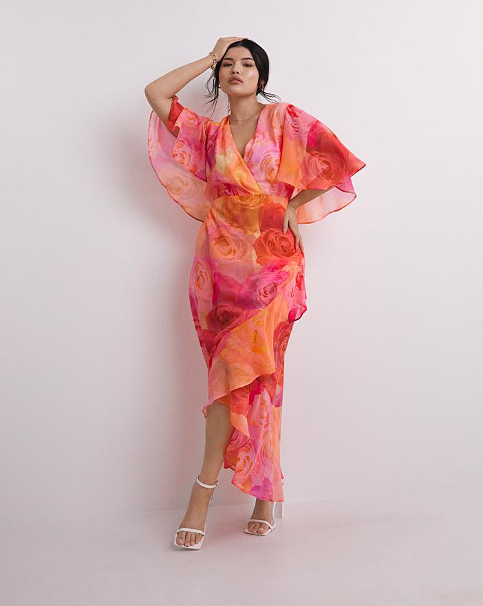 Jacquard Wrap Midi Dress for Plus Size Women. Stylish and Figure Flattering Piece