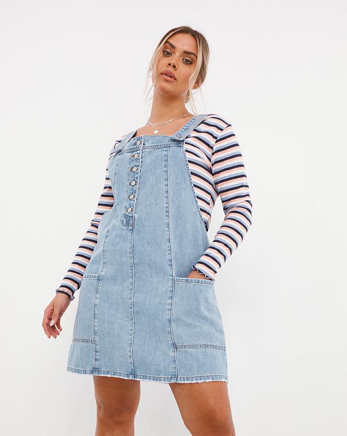 Plus-Size Button-Front Denim Pinafore. Your Perfect Summer Garment